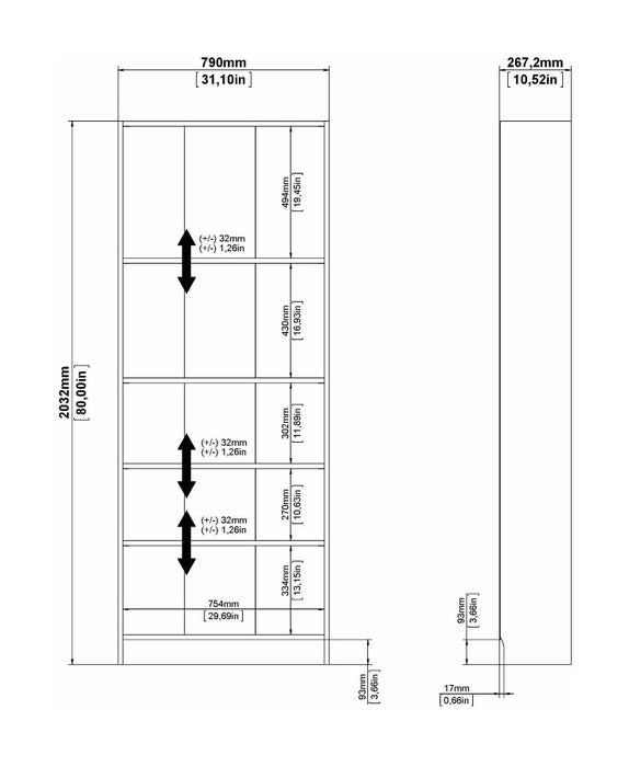 Basic Bookcase - White H:203 B:79