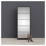 Bright Shoe Cabinet with Mirror fronts, matte black