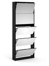 Bright Shoe Cabinet with Mirror fronts, matte black