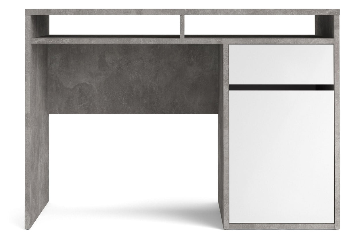 Function Plus Desk 1 Door and Drawer, Oxide Gray/White