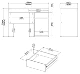 Function Plus Desk 1 Door and Drawer, Oxide Gray/White