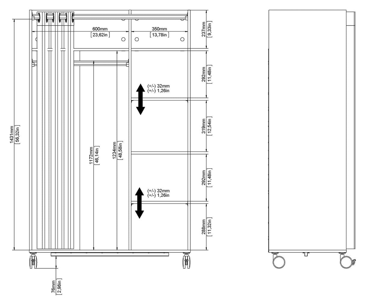 Kit Wardrobe insert, White