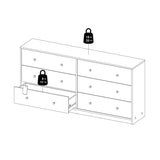 May Double chest of drawers with 6 drawers, 143x30x68, Black