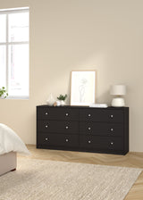 May Double chest of drawers with 6 drawers, 143x30x68, Black