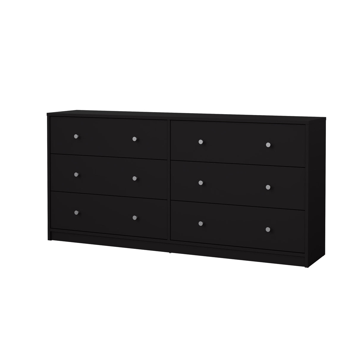 May Double chest of drawers with 6 drawers, 143x30x68, Black