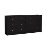 May Double chest of drawers with 6 drawers, 143x30x68, Black