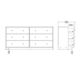 May Double chest of drawers with 6 drawers, 143x30x68, White