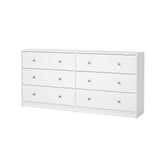 May Double chest of drawers with 6 drawers, 143x30x68, White