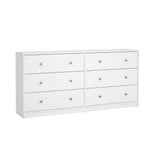 May Double chest of drawers with 6 drawers, 143x30x68, White