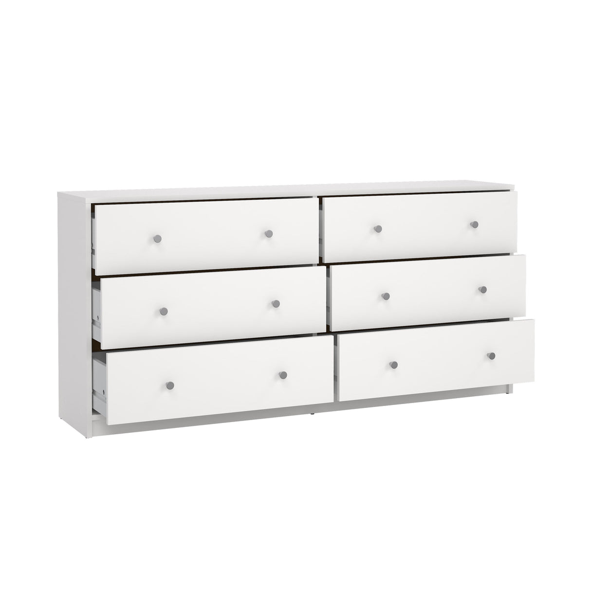 May Double chest of drawers with 6 drawers, 143x30x68, White