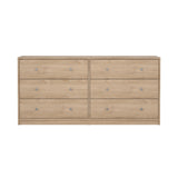 May Double chest of drawers with 6 drawers, 143x30x68, Jackson Hickory