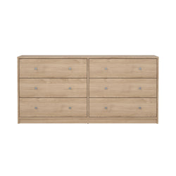 May Double chest of drawers with 6 drawers, 143x30x68, Jackson Hickory