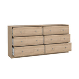 May Double chest of drawers with 6 drawers, 143x30x68, Jackson Hickory