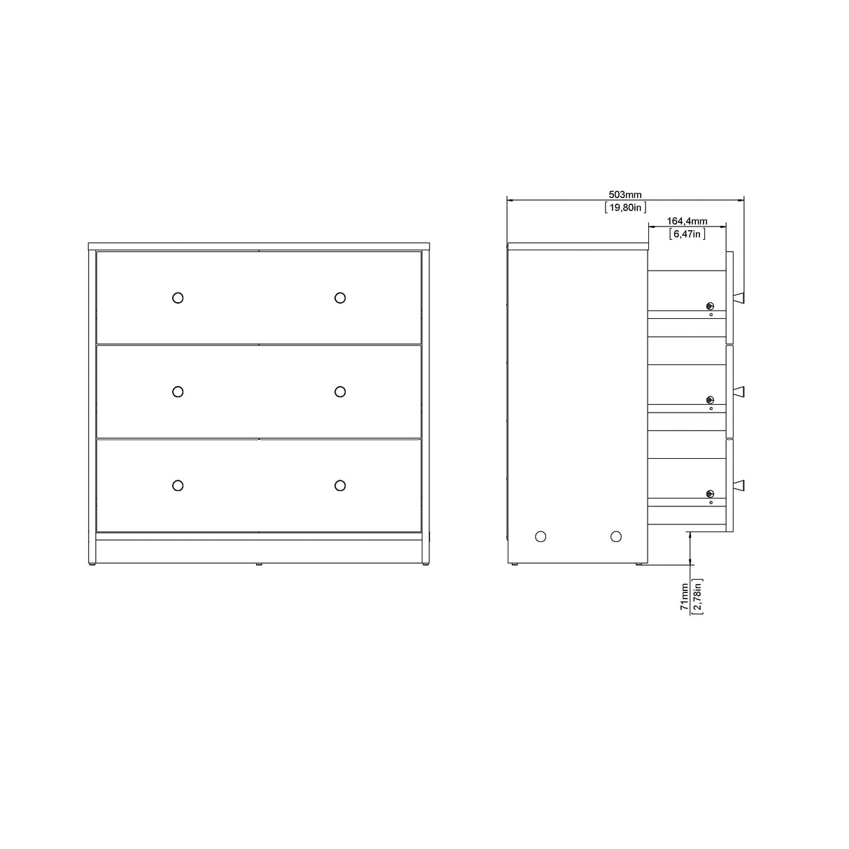 May Chest w. 3 drawers, Jackson Hickory