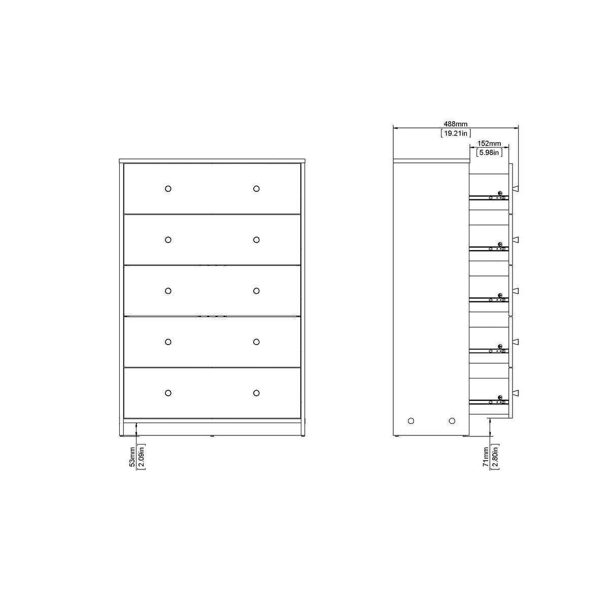 May Chest w. 5 drawers, Coffee