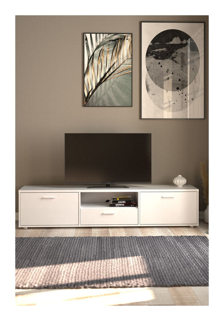 Media TV table with 2 doors, white, B:177