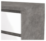 Naia Double dresser w. 6 drawers, Concrete/White high gloss