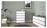 Naia Double dresser w. 6 drawers, Concrete/White high gloss