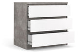 Naia Chest 3 drawers, Concrete look/White, 70x77