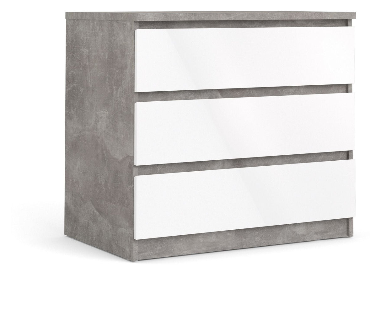 Naia Chest 3 drawers, Concrete look/White, 70x77