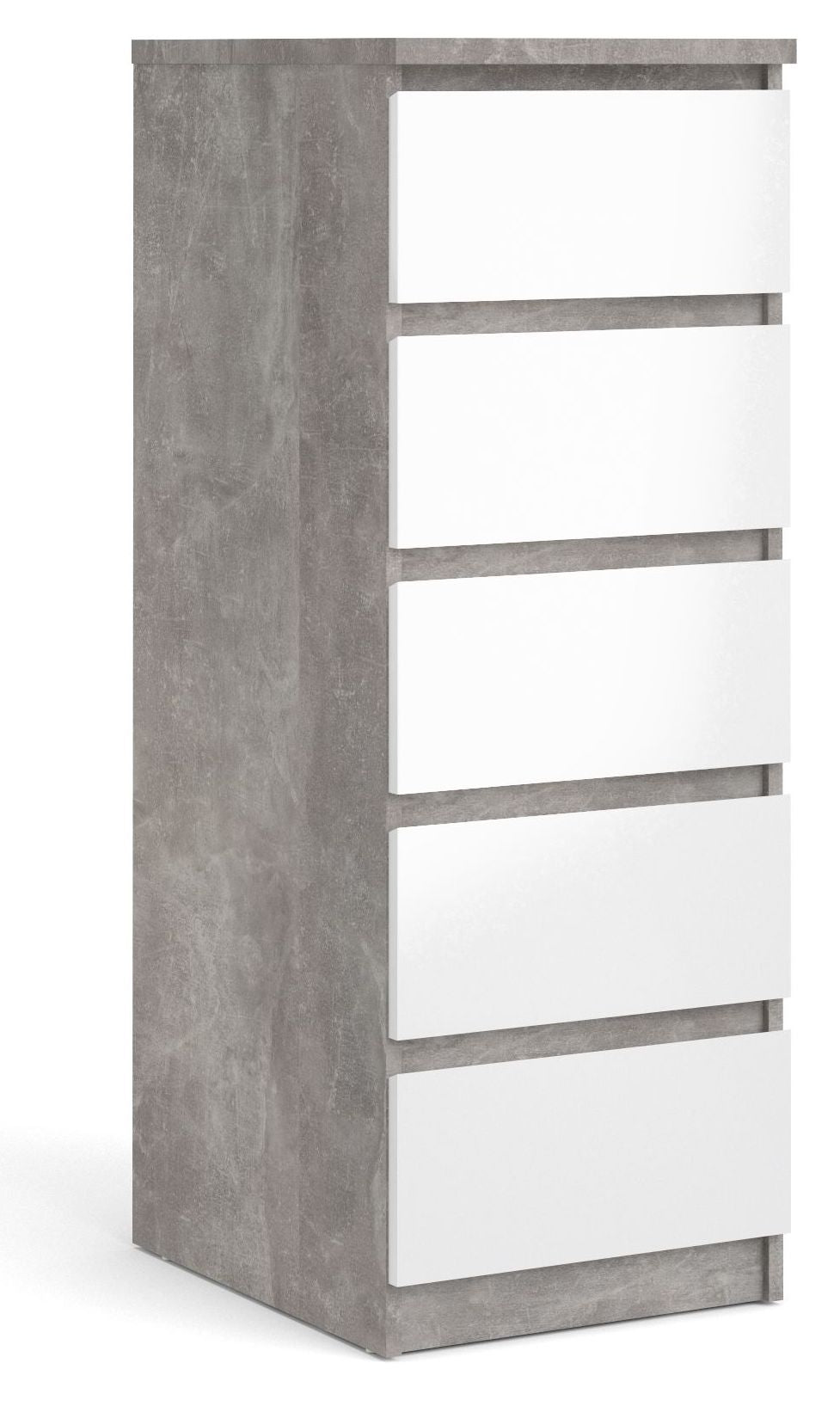 Naia Chest 5 drawers, Concrete look/White