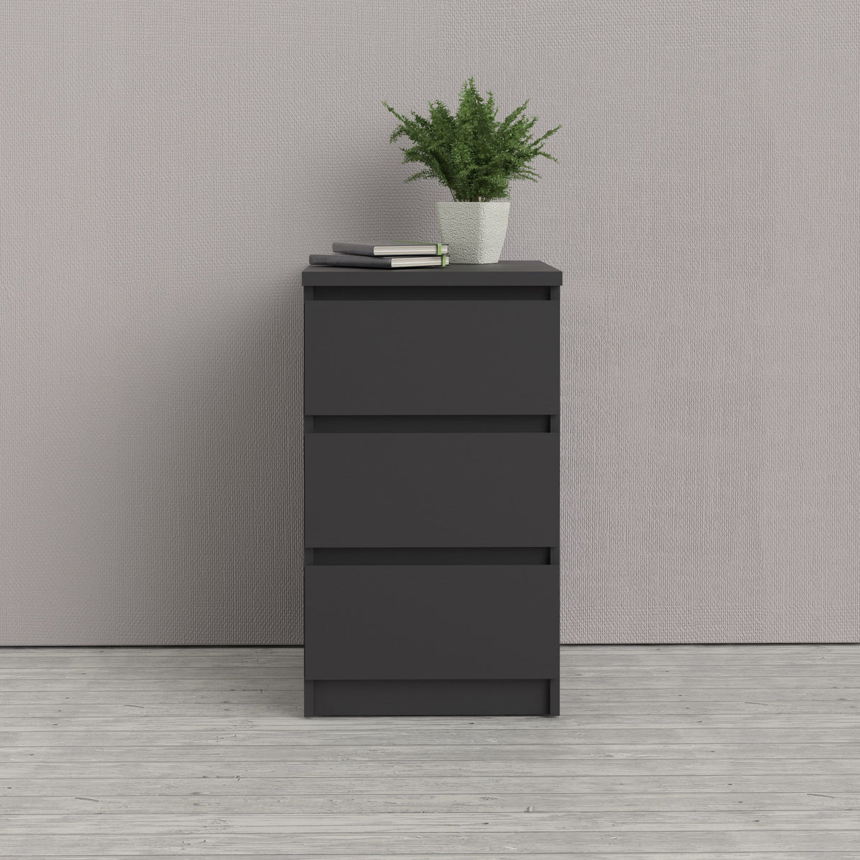 Naia, Chest w. 3 drawers high - Black