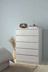 Naia Chest w. 5 drawers, White high gloss