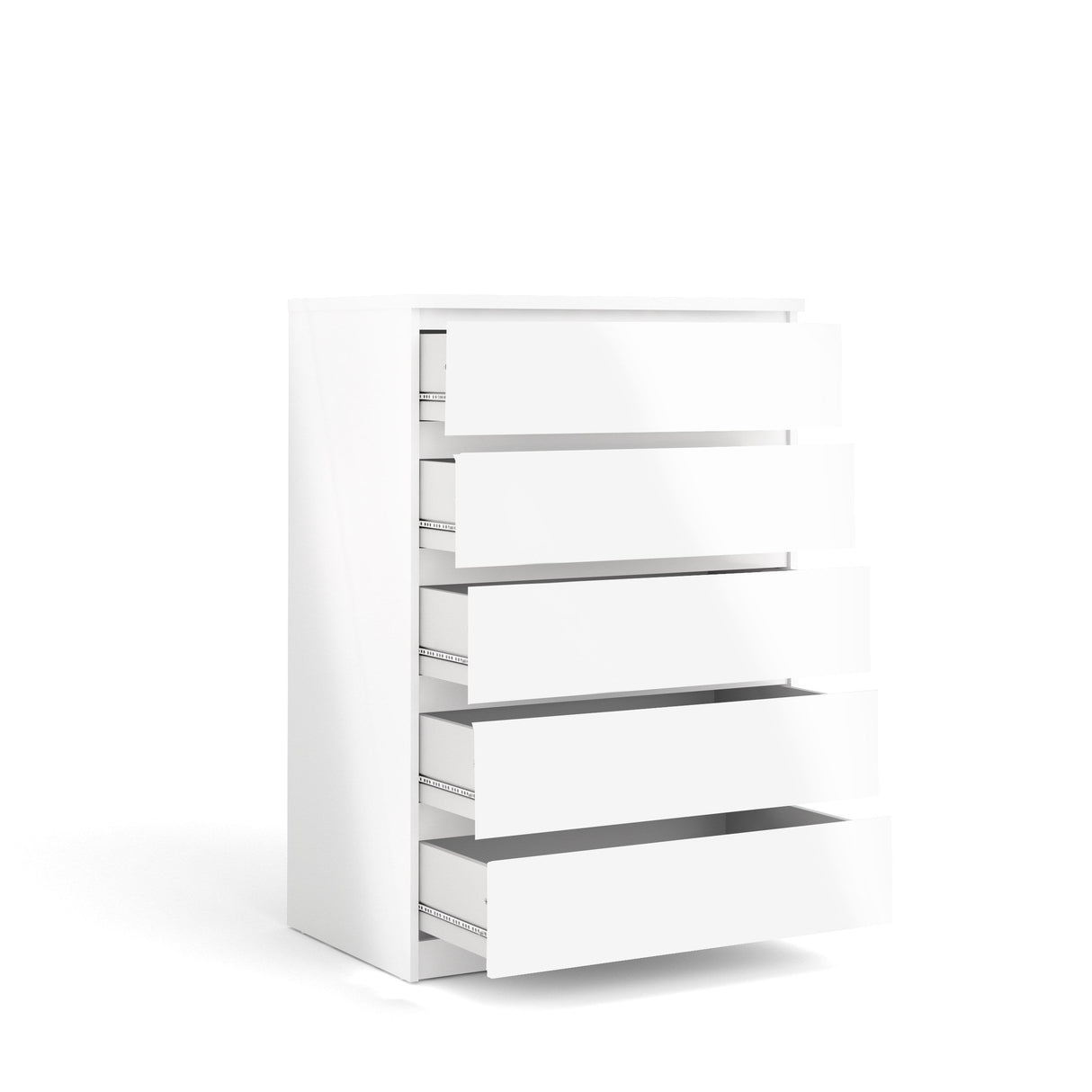 Naia Chest w. 5 drawers, White high gloss