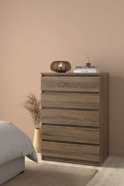 Naia Chest w. 5 drawers, Truffle