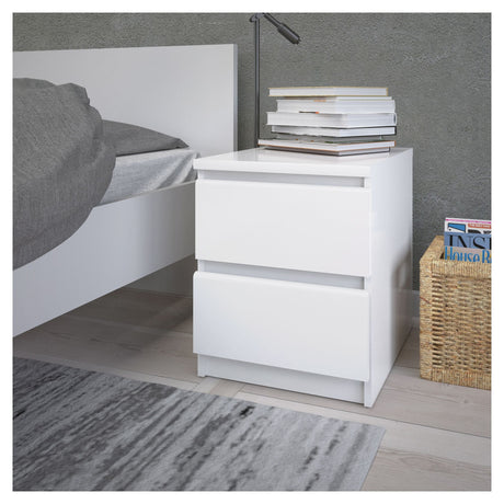 Naia Nightstand 2 drawers, White high gloss