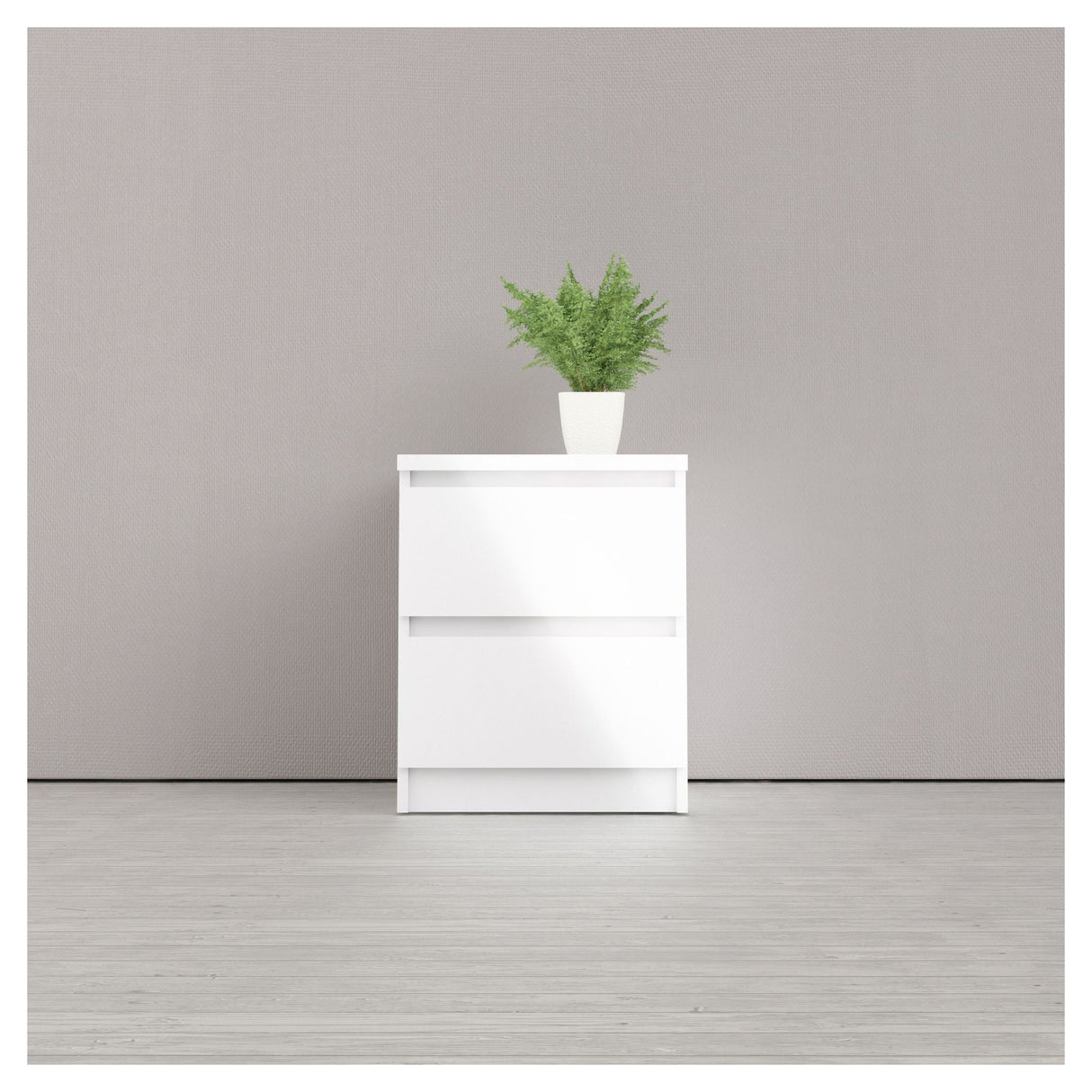 Naia Nightstand 2 drawers, White high gloss