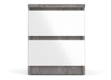 Naia Nightstand w. 2 drawers, Concrete/White high gloss