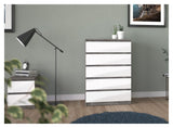 Naia Nightstand w. 2 drawers, Concrete/White high gloss