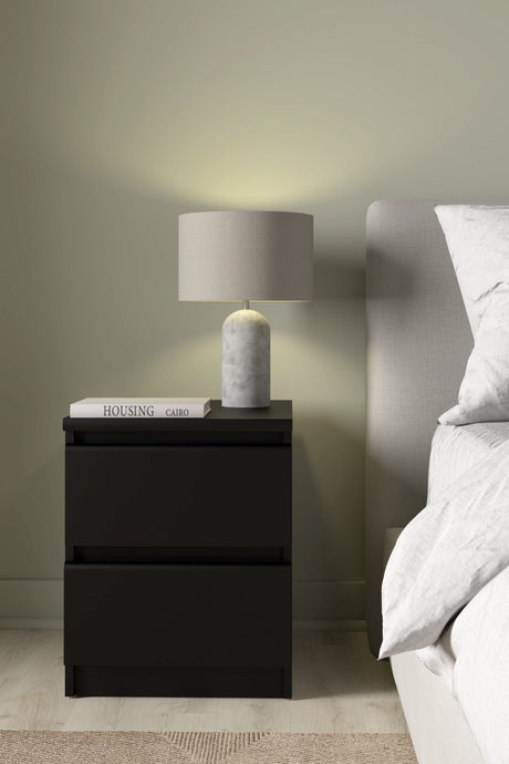 Naia Bedside table with 2 drawers, Mat Black