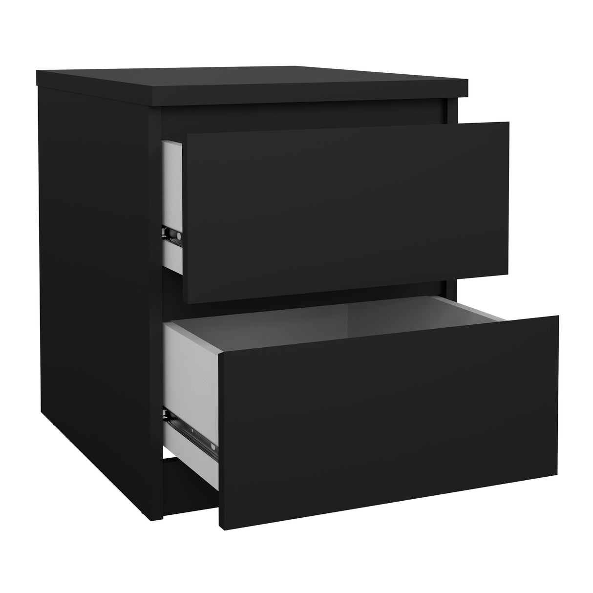 Naia Bedside table with 2 drawers, Mat Black