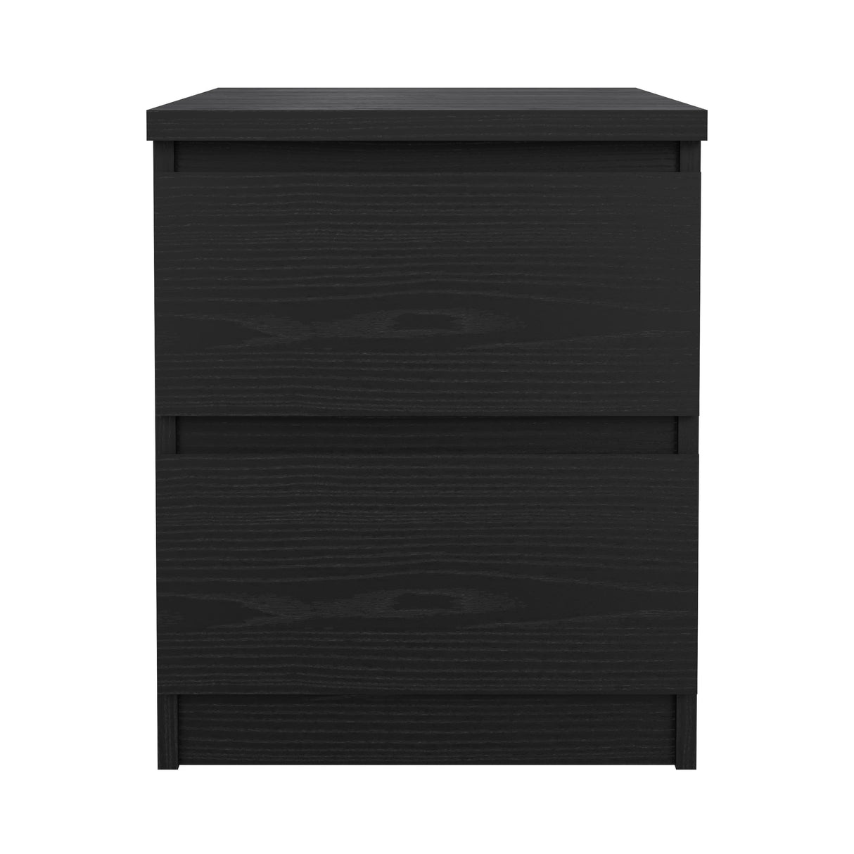 Naia Bedside table with 2 drawers, Black Wood Grain