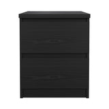 Naia Bedside table with 2 drawers, Black Wood Grain