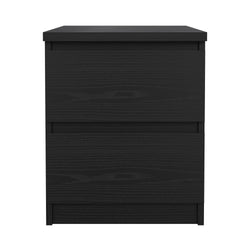 Naia Bedside table with 2 drawers, Black Wood Grain