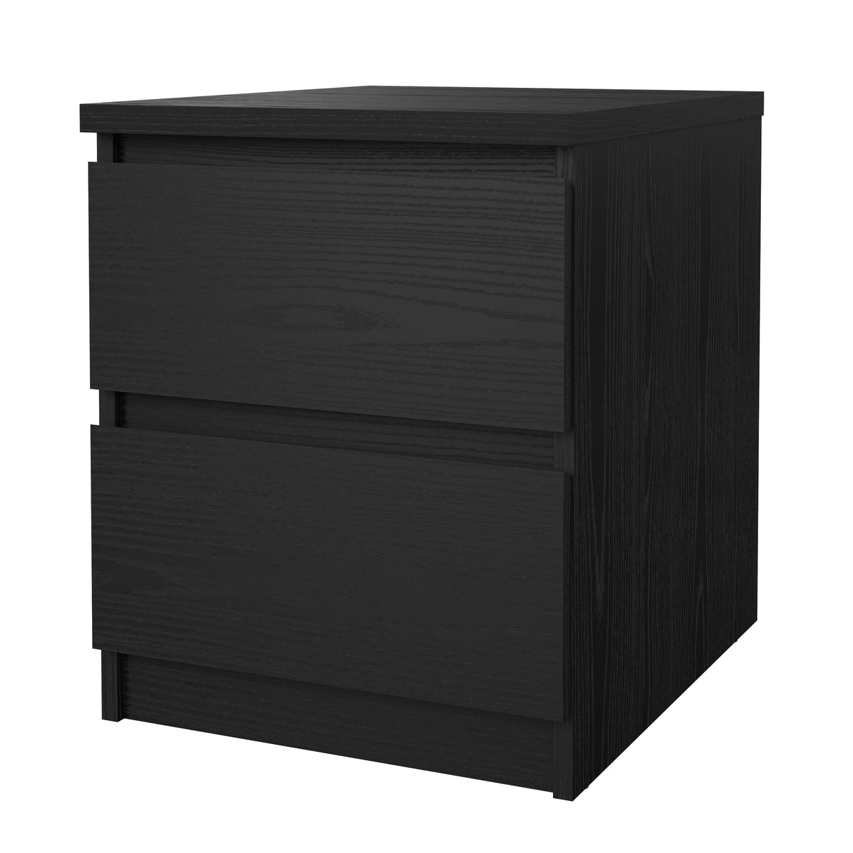 Naia Bedside table with 2 drawers, Black Wood Grain