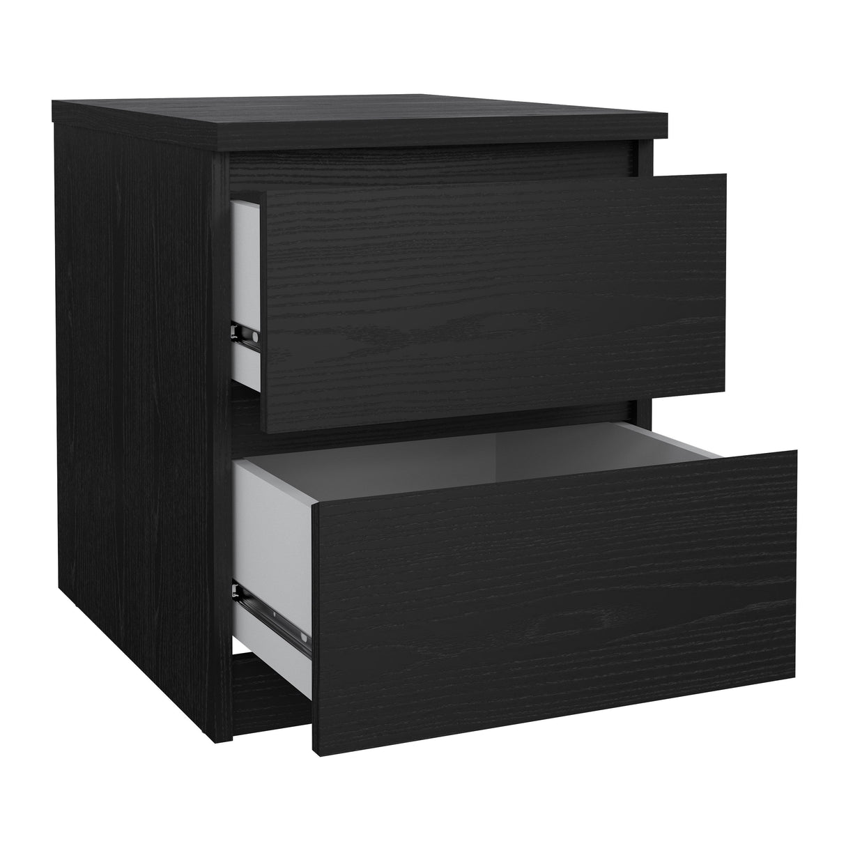 Naia Bedside table with 2 drawers, Black Wood Grain