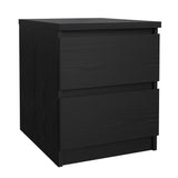 Naia Bedside table with 2 drawers, Black Wood Grain