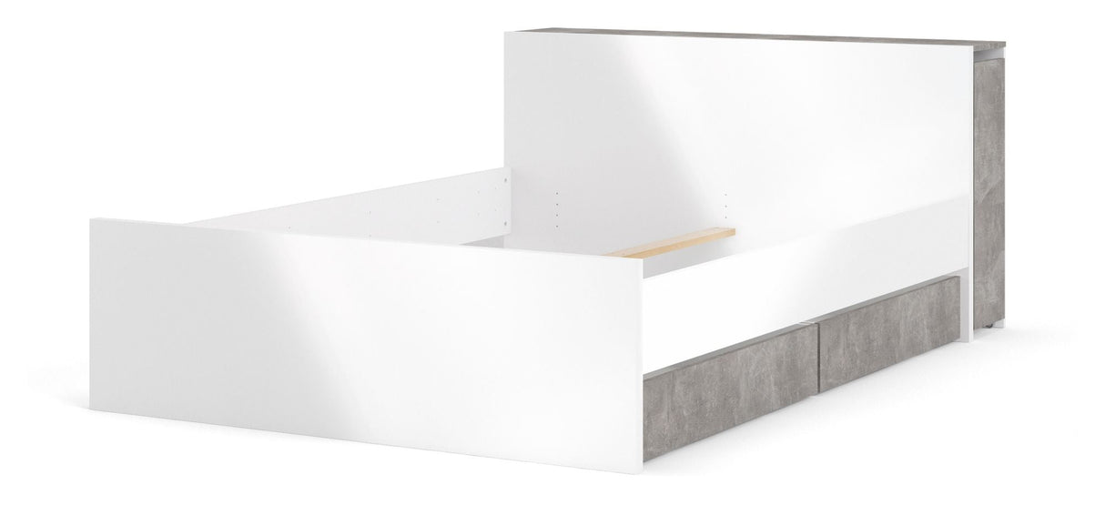 Naia Bed board with storage, B140, Concrete look/White