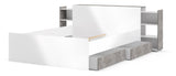 Naia Bed board with storage, B140, Concrete look/White