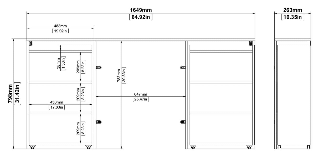 Naia Bed board with storage, B160, Concrete look/White