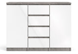 Naia Sideboard 2 doors/4 drawers, Concrete look/White