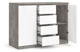 Naia Sideboard 2 doors/4 drawers, Concrete look/White