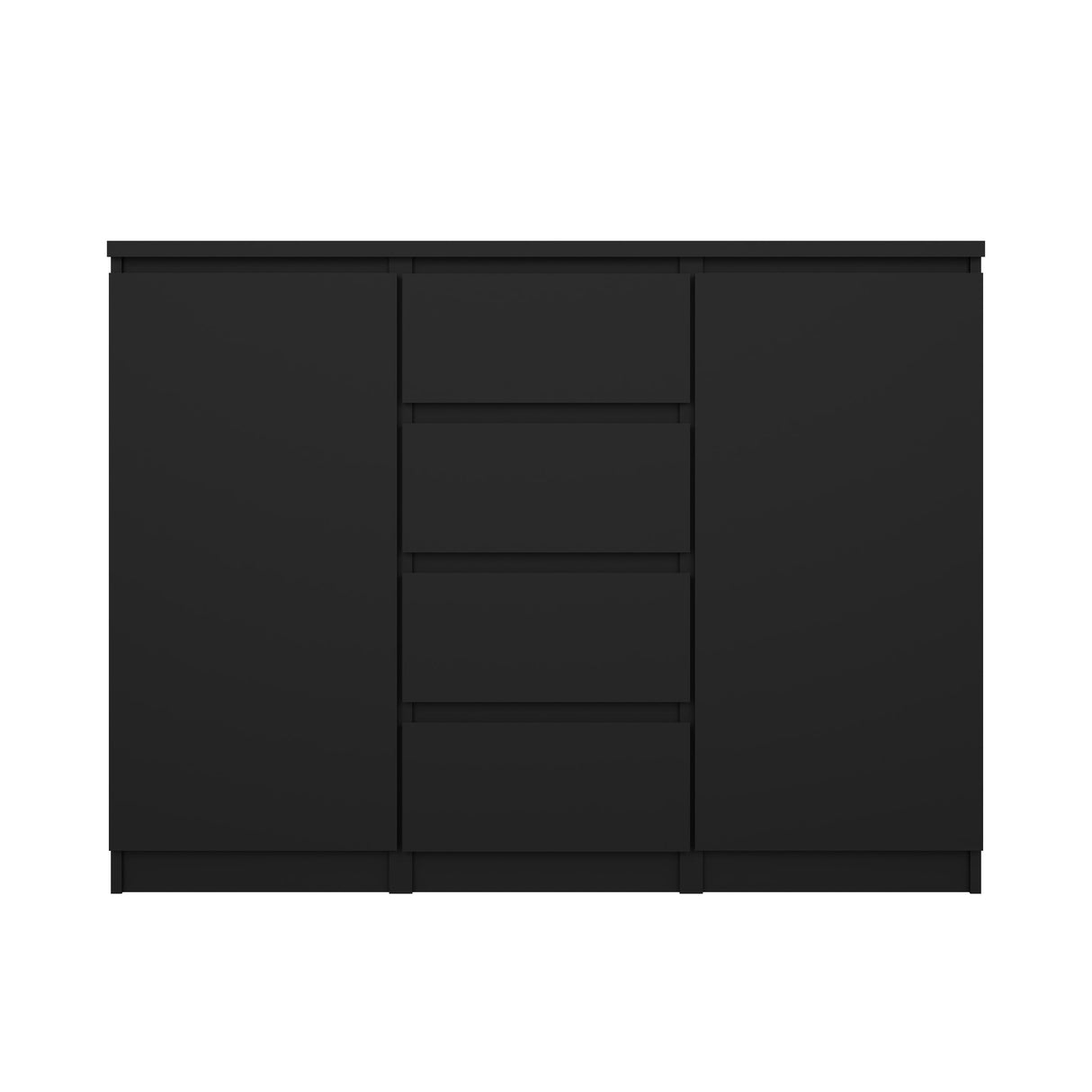 Naia Sideboard w. 4 drawers + 2 doors, 121x50x91, Mat Black