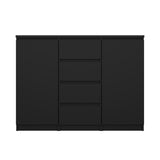 Naia Sideboard w. 4 drawers + 2 doors, 121x50x91, Mat Black