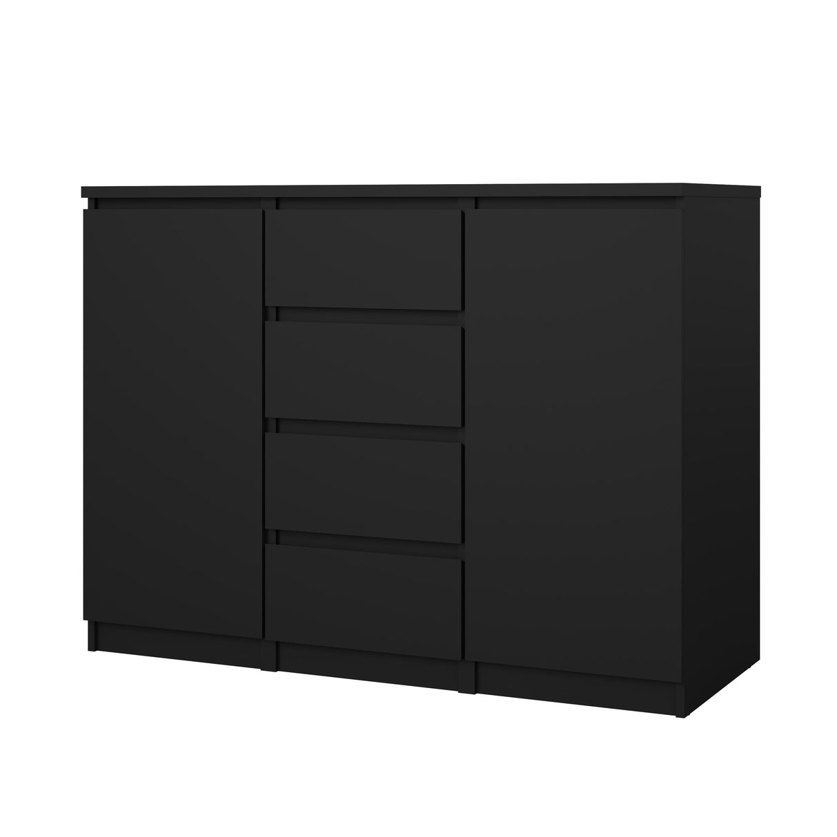 Naia Sideboard w. 4 drawers + 2 doors, 121x50x91, Mat Black