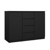 Naia Sideboard w. 4 drawers + 2 doors, 121x50x91, Mat Black